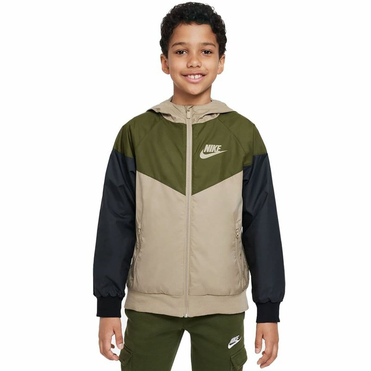 Giacca Sportiva da Bambini Nike Sportswear Windrunner Verde