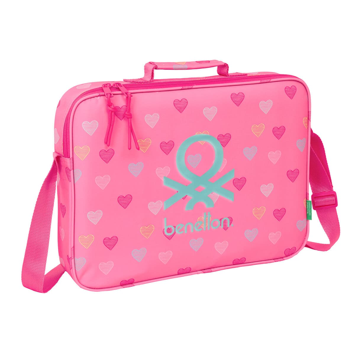 Zaino Scuola Benetton Heart Rosa 38 x 28 x 6 cm