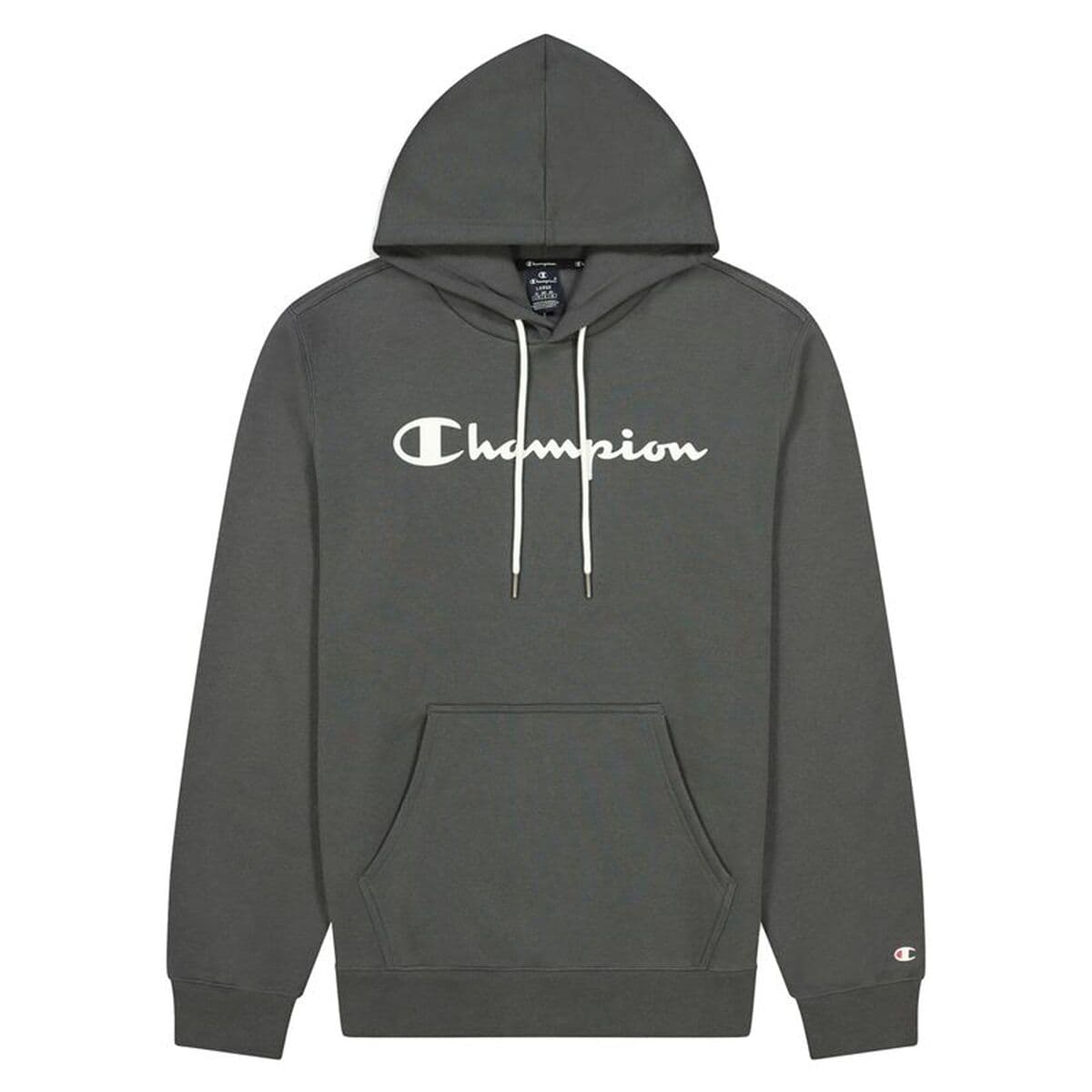 Felpa con Cappuccio Uomo Champion Script Logo Print Grigio chiaro
