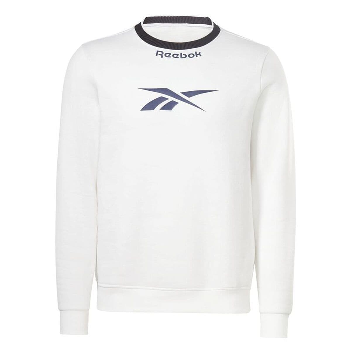 Felpa senza Cappuccio Uomo Reebok Identity Arch Logo Fleece Bianco
