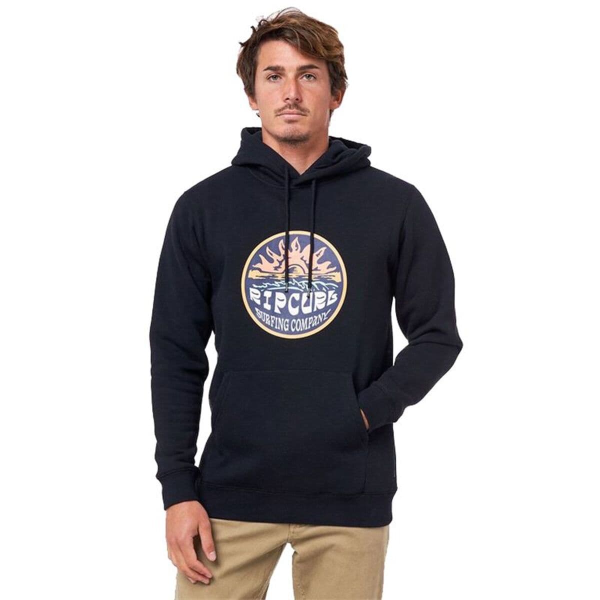 Felpa con Cappuccio Uomo Rip Curl Down The Line Nero