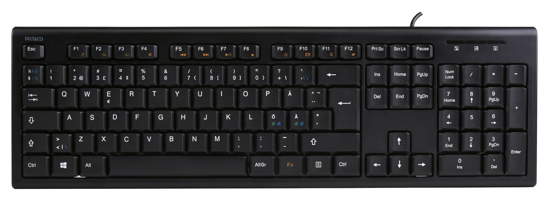 Deltaco TB-626 Tastiera USB Nordic Nero