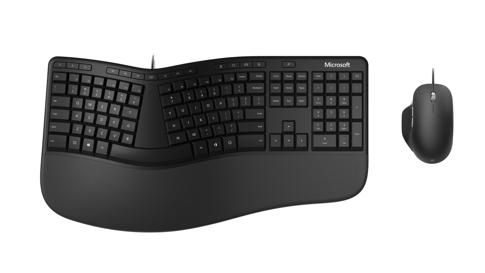 Microsoft Ergonomic Desktop tastiera Mouse incluso Ufficio USB QWERTY Nordic Nero (Ergonomic Desktop Keyboard - Mouse Included Usb Qwerty - Nordic Black - Warranty: 12M) - Versione UK