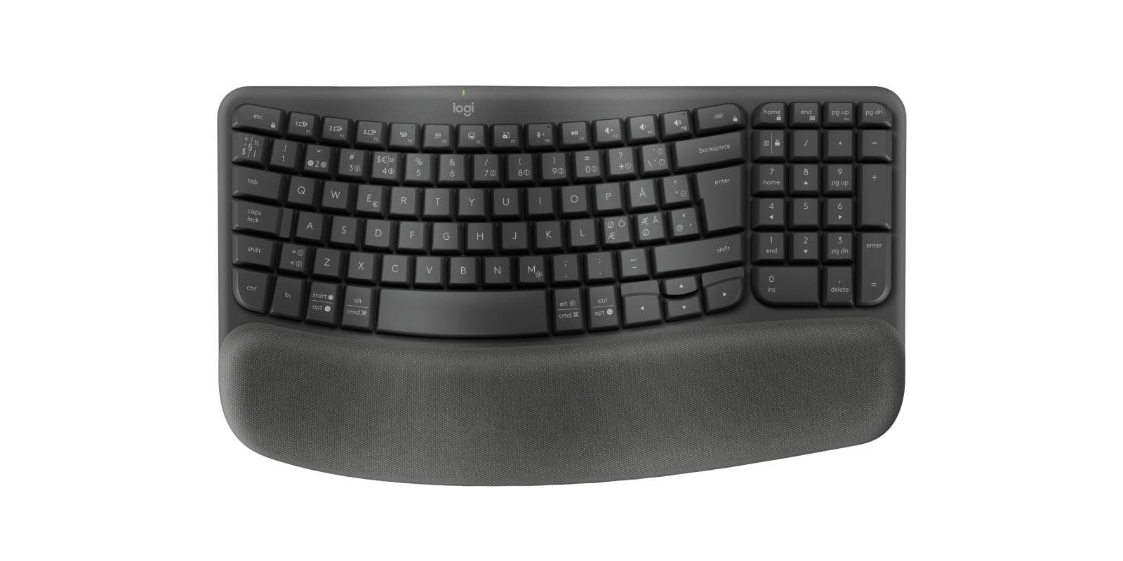 Logitech 920-012298 tastiera Ufficio RF senza fili + Bluetooth QWERTY Nordic Grafite (Logitech Wave Keys - Graphite)