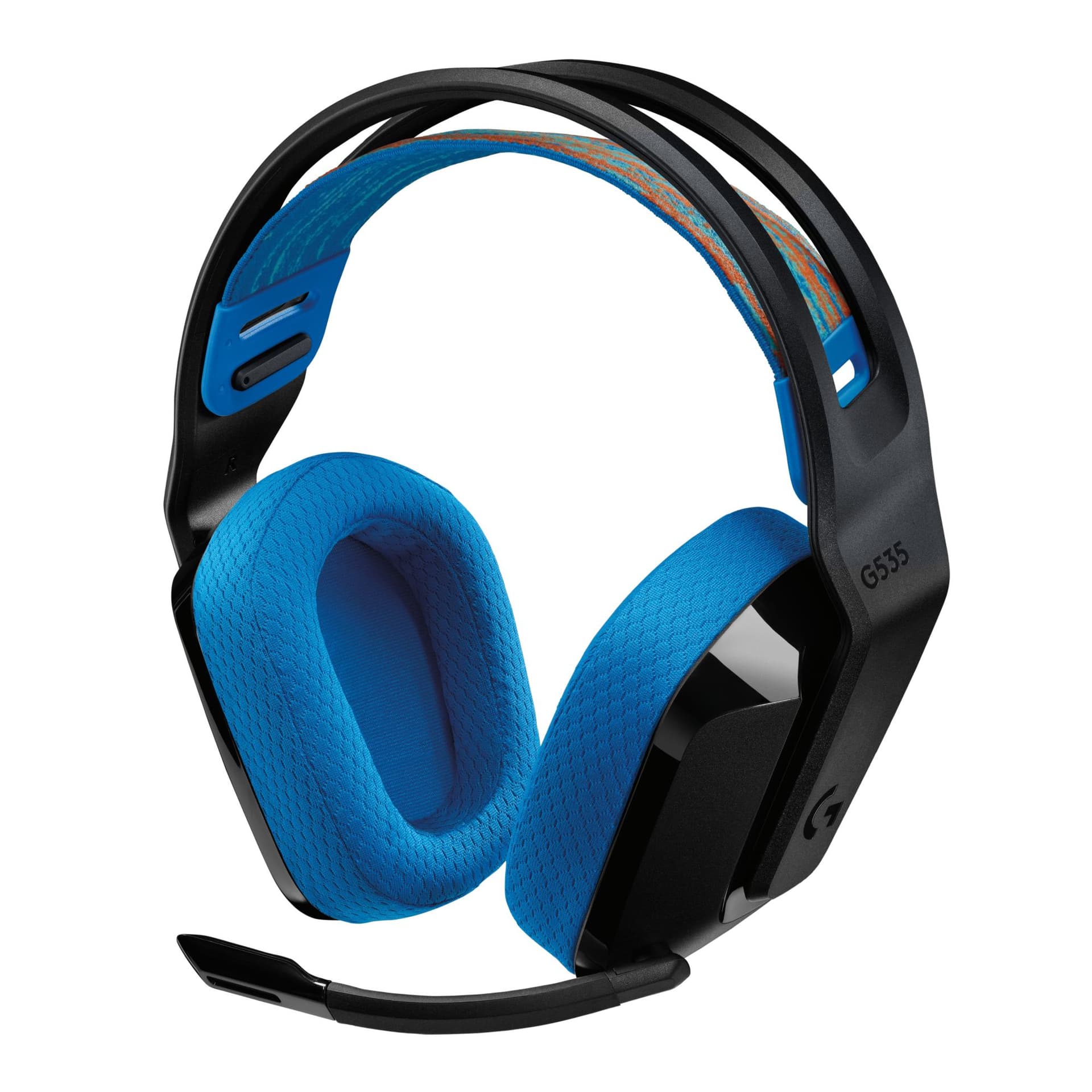 Logitech G G535 Lightspeed PS - Cuffie supra-aurali leggere, microfono flip-to-mute, 33 ore di batteria, compatibile con PS5, PS4, PC, ricaricabile tramite USB-C - Nero/blu (G535 LIGHTSPEED WIRELESS HDS - BLACK - EMEA-914)