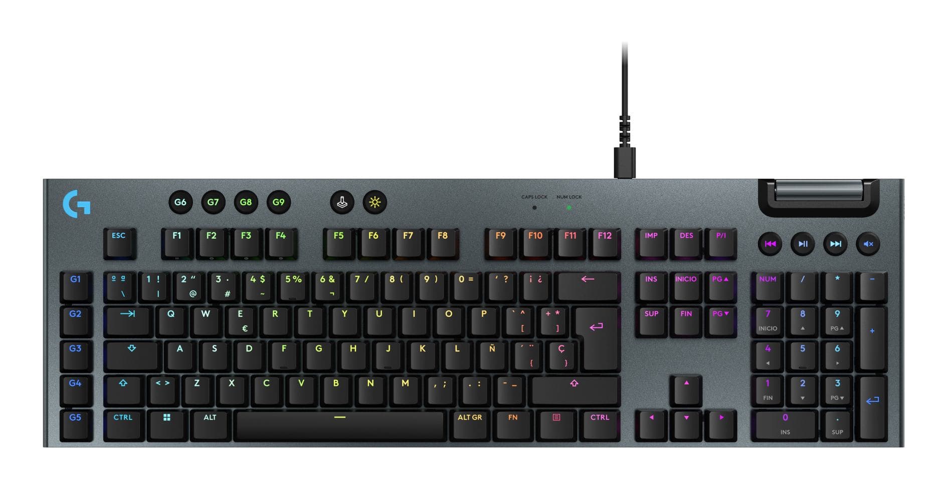 Logitech G G915 X tastiera Gaming USB QWERTY Spagnolo Nero (G915 X WIRED G KB - BLACK - ESP - EMEA28I-935) - Versione Tedesca