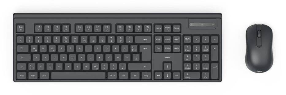 Hama WKM-100 tastiera Mouse incluso Universale RF Wireless QWERTY Inglese britannico Nero (WKM-100 WIRELESS KEYBOARD AND MOUSE) - Versione UK