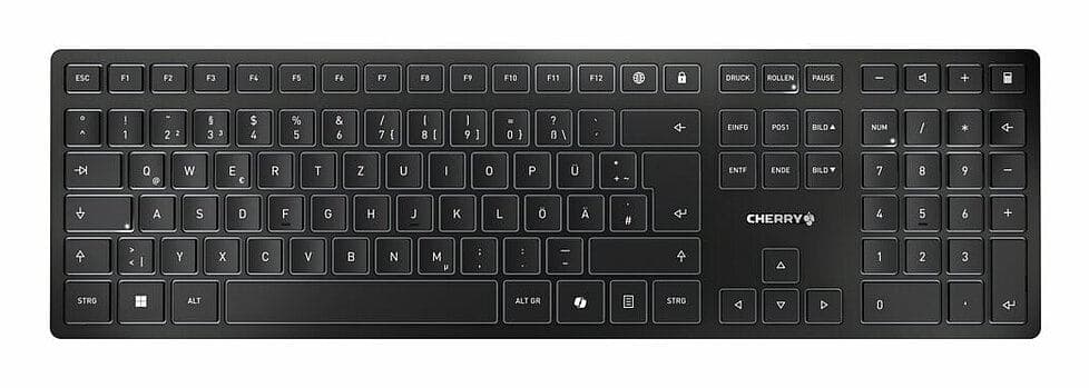 CHERRY KW 9100 SLIM tastiera Universale RF senza fili + Bluetooth QWERTY Portoghese Nero, Grigio (KW 9100 SLIM KEYBOAD WIRELESS - LAYOUT-PORTUGAL BLACK) - Versione Tedesca