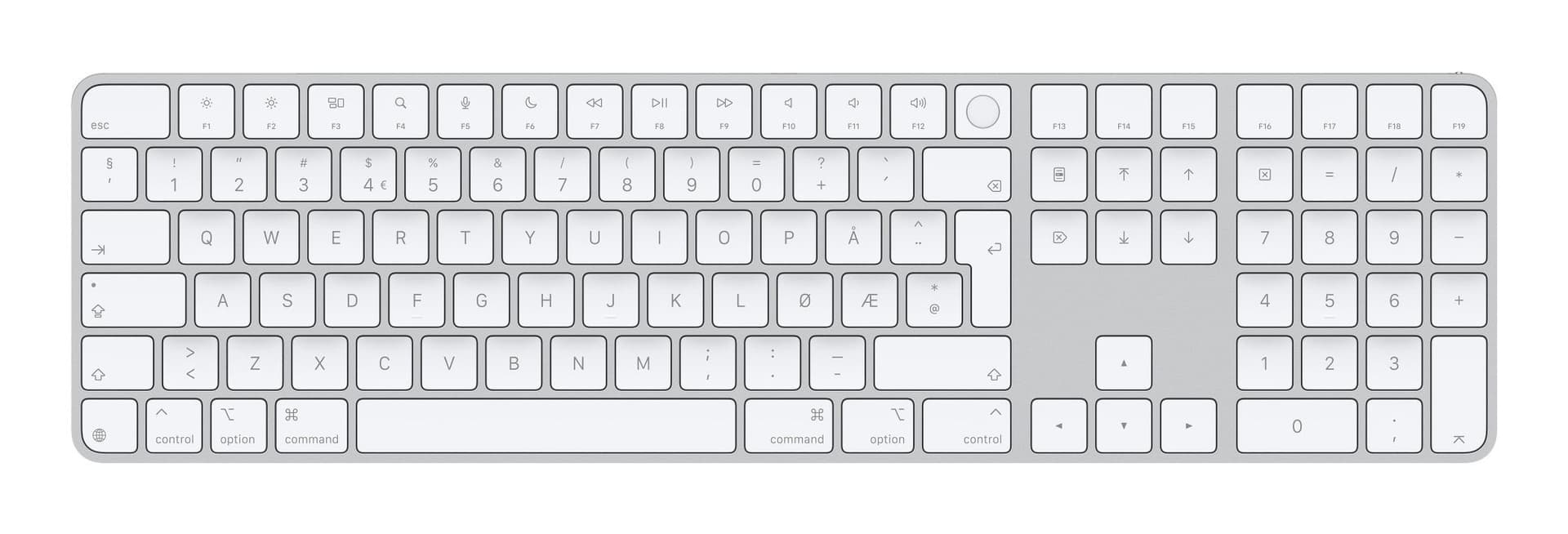 Apple Magic tastiera Universale USB + Bluetooth QWERTY Norvegese Bianco (MAGIC KEYBOARD NUMERIC - NORWEGIAN WHITE) - Versione UK