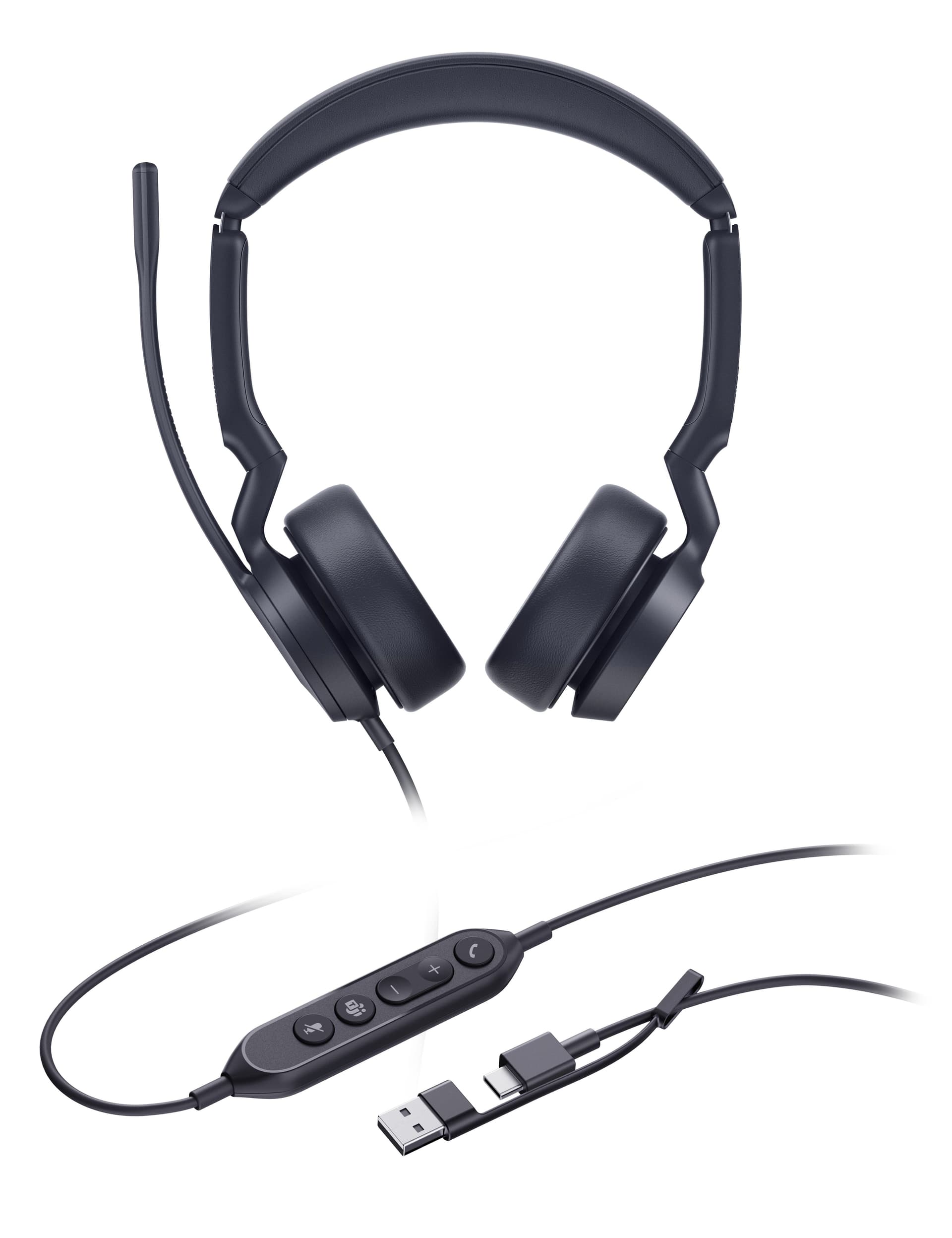 Yealink UH44 Dual Teams USB-C/A Auricolare Cablato A Padiglione Ufficio USB Type-C / USB Type-A Nero (UH44 Dual Teams USB-C/A - Headset - Warranty: 12M)