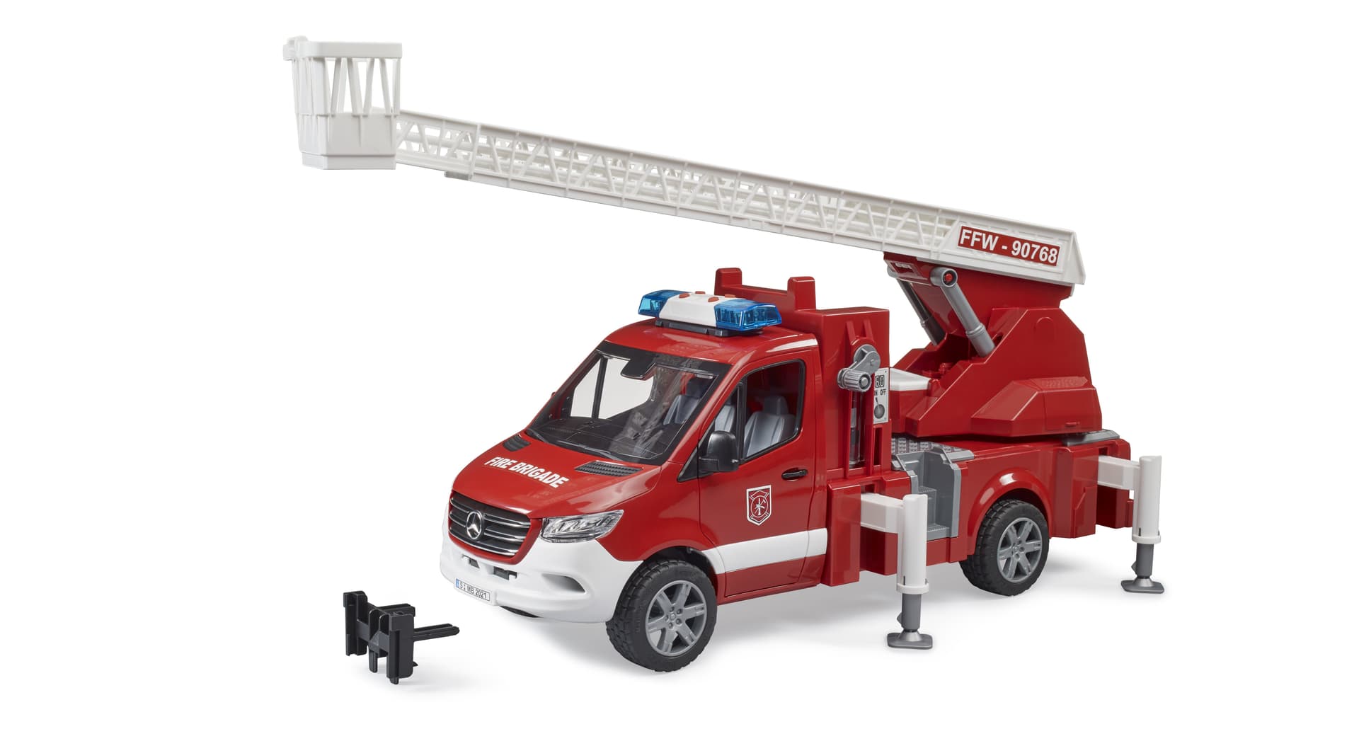 BRUDER MB Sprinter Vigili del fuoco con pompa a scala girevole e modulo luci e suoni (BRUDER 02673 legetøjsbil)
