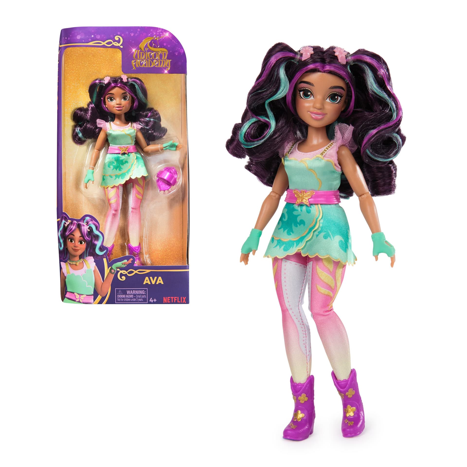 Unicorn Academy, Bambola Ava con Capelli con Colpi di Sole, 7 Accessori alla Moda e Strumento per lo Styling dei Capelli, 24 cm, Bambole e Unicorni Giocattolo per Bambine, 4+ Anni (Unicorn Academy Ava)