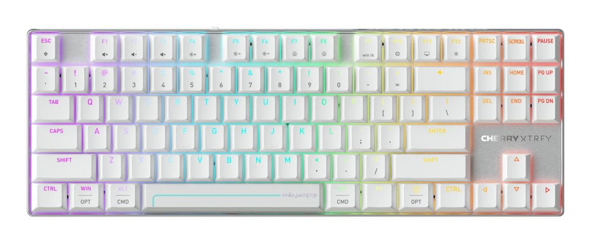 CHERRY MX 8.2 Pro TMR Wireless tastiera Gaming USB + RF Wireless + Bluetooth QWERTY US International Argento, Bianco (CHERRY XTRFY MX 8.2 PRO TMR - WIRELESS US-INTERNETIONAL) - Versione UK