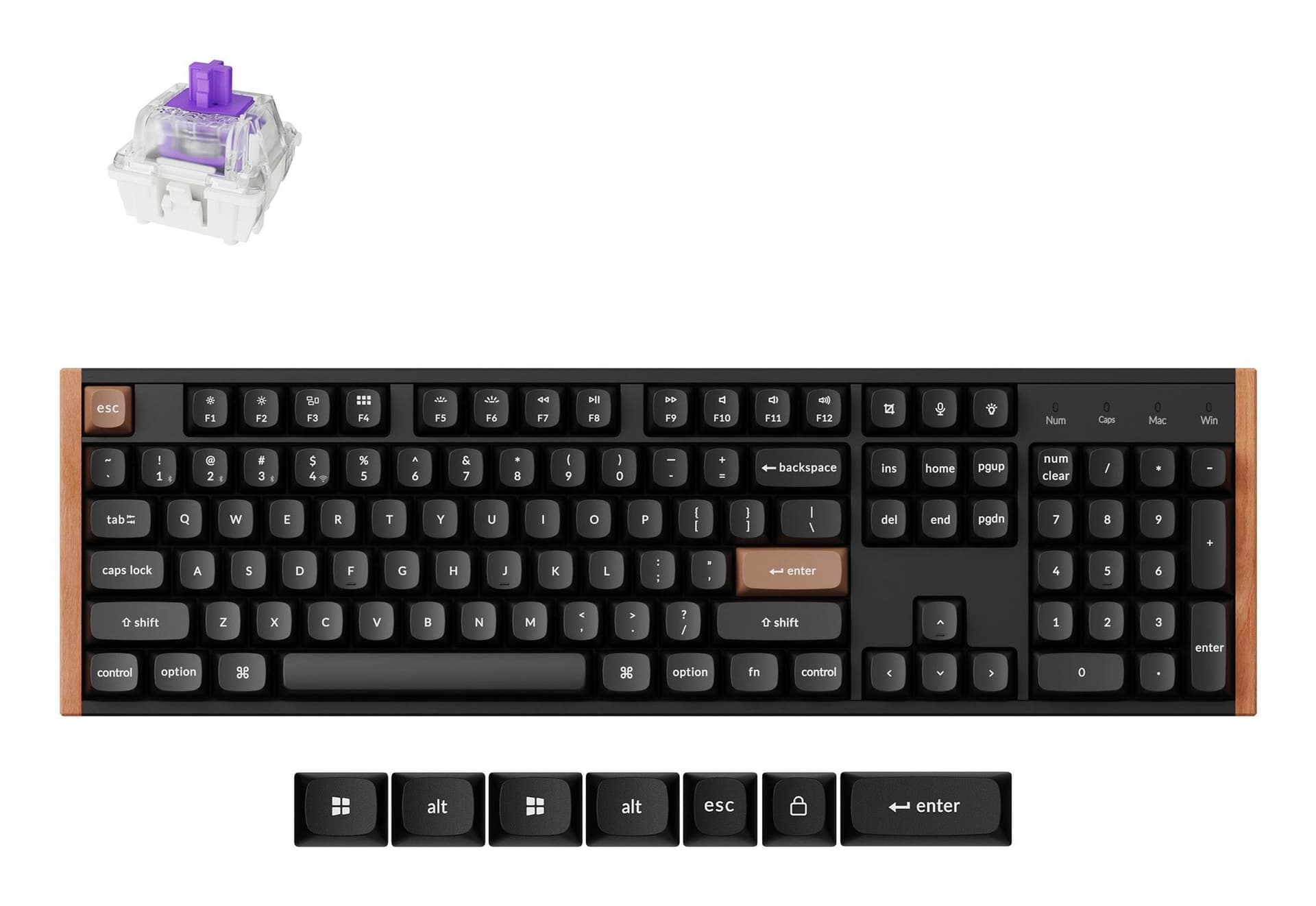 Keychron K10 HE tastiera Gaming USB + RF Wireless + Bluetooth QWERTY Inglese UK Nero, Legno (K10H-F1-UK HE WLESS MAG CUST KEYB) - Versione UK