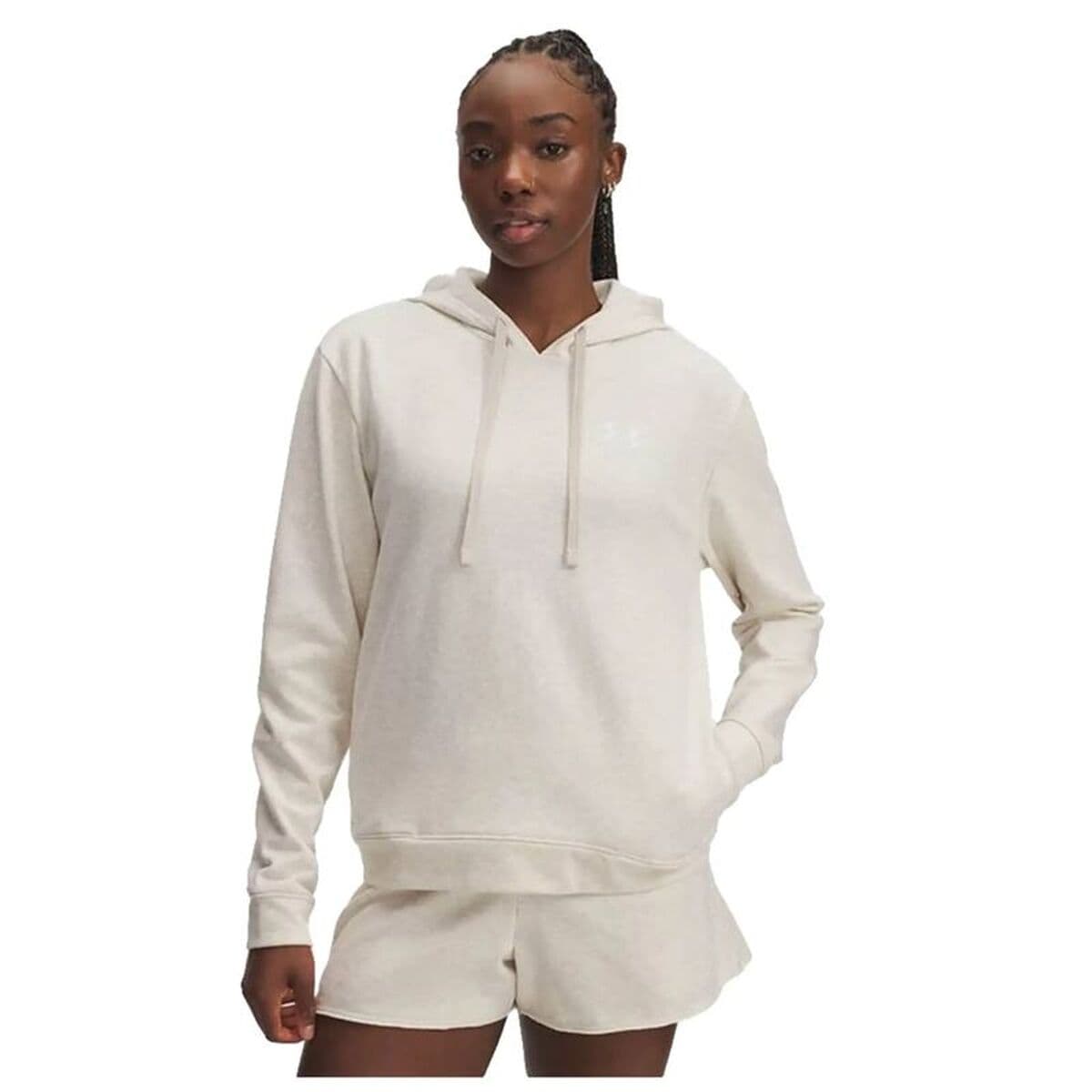 Felpa con Cappuccio Donna Under Armour Rival Terry Hoodie Bianco