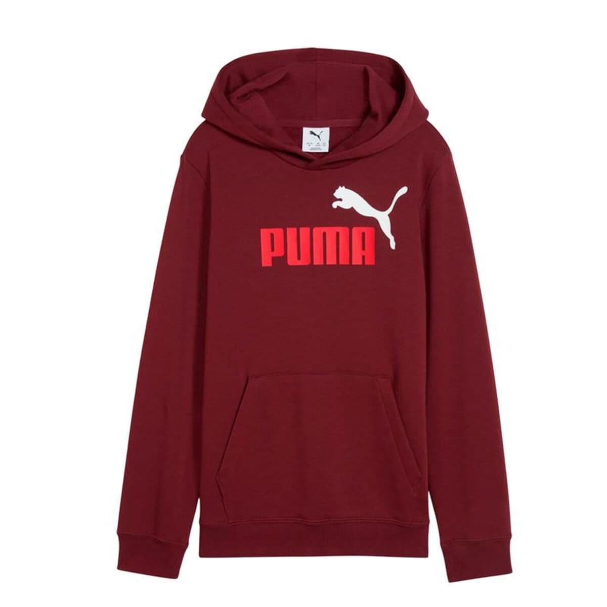 Felpa con Cappuccio da Bambina Puma Essentials 2 Color No.1 Log Rosso Granato Rosso Scuro