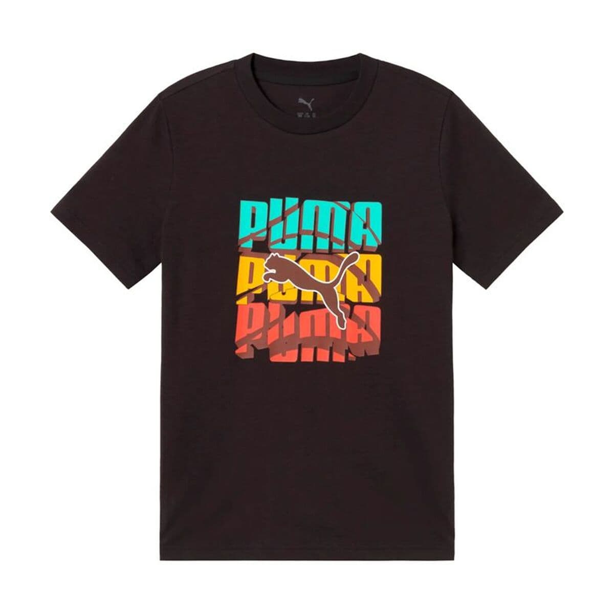Maglia a Maniche Corte per Bambini Puma Graphic Logo Colour Nero