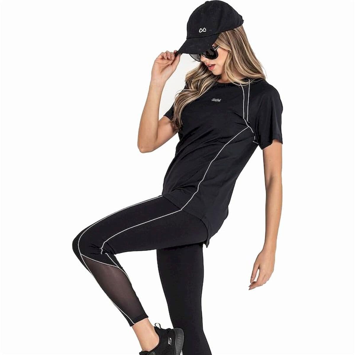 Maglia a Maniche Corte Donna Ditchil Avis Nero Fitness