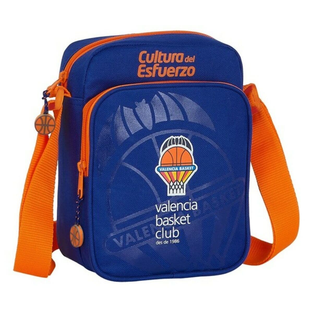 Borsa a Tracolla Valencia Basket M672 Azzurro Arancio 16 x 22 x 6 cm