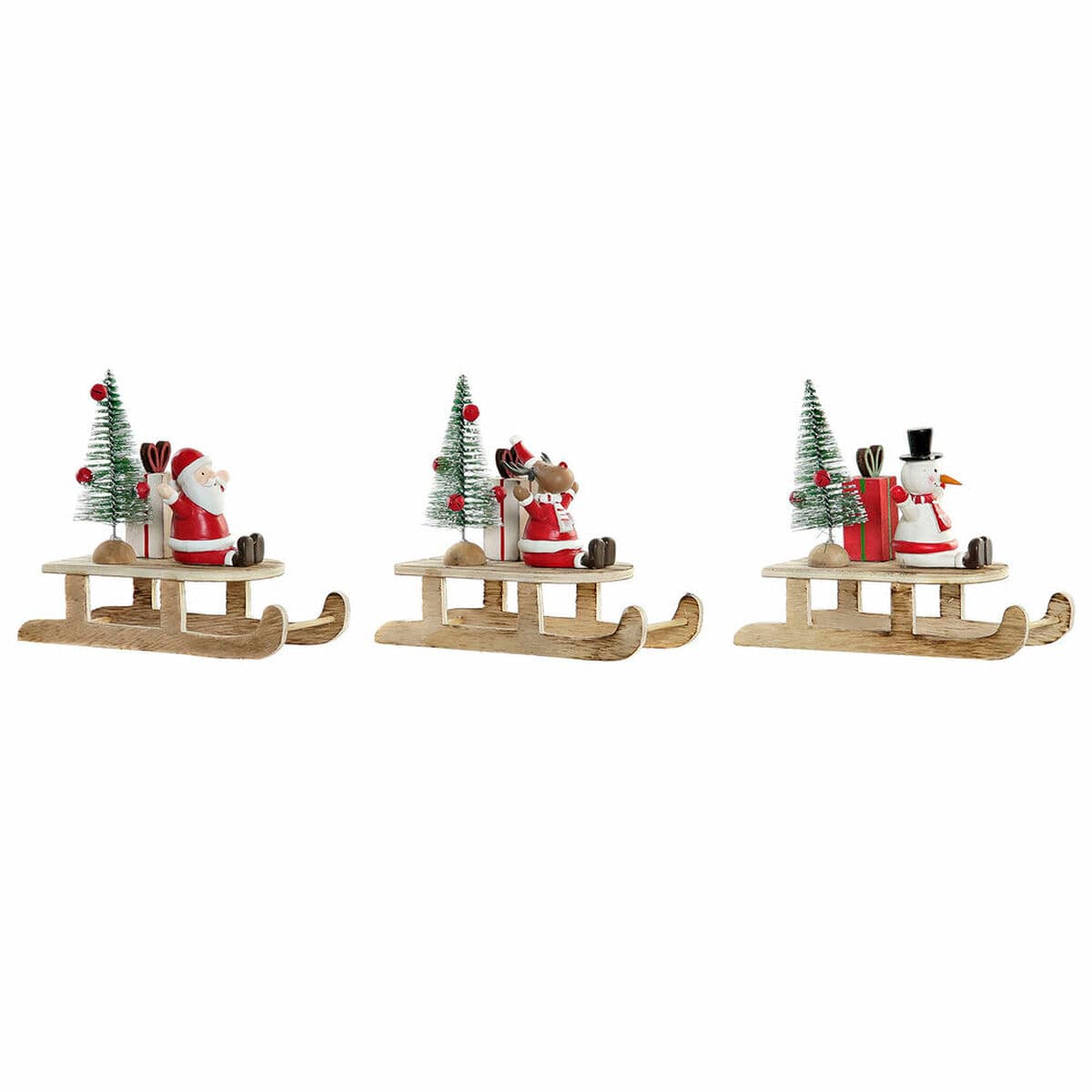 Decorazione Natalizia DKD Home Decor S3025231 Legno Babbo Natale (14 x 6 x 13 cm) (3 pcs)