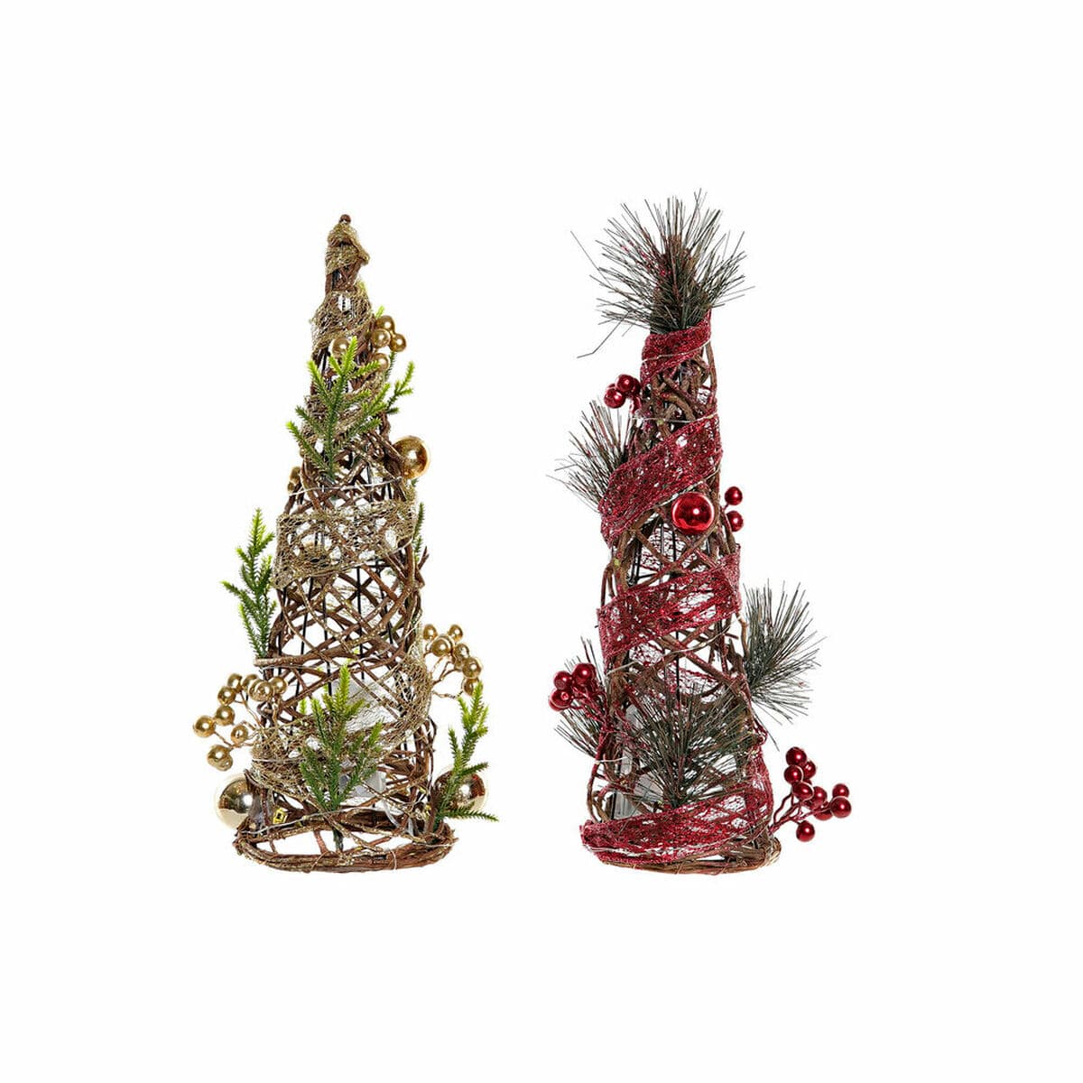 Albero di Natale DKD Home Decor Rosso Verde Dorato 16 x 16 x 41 cm Plastica (2 Unità)