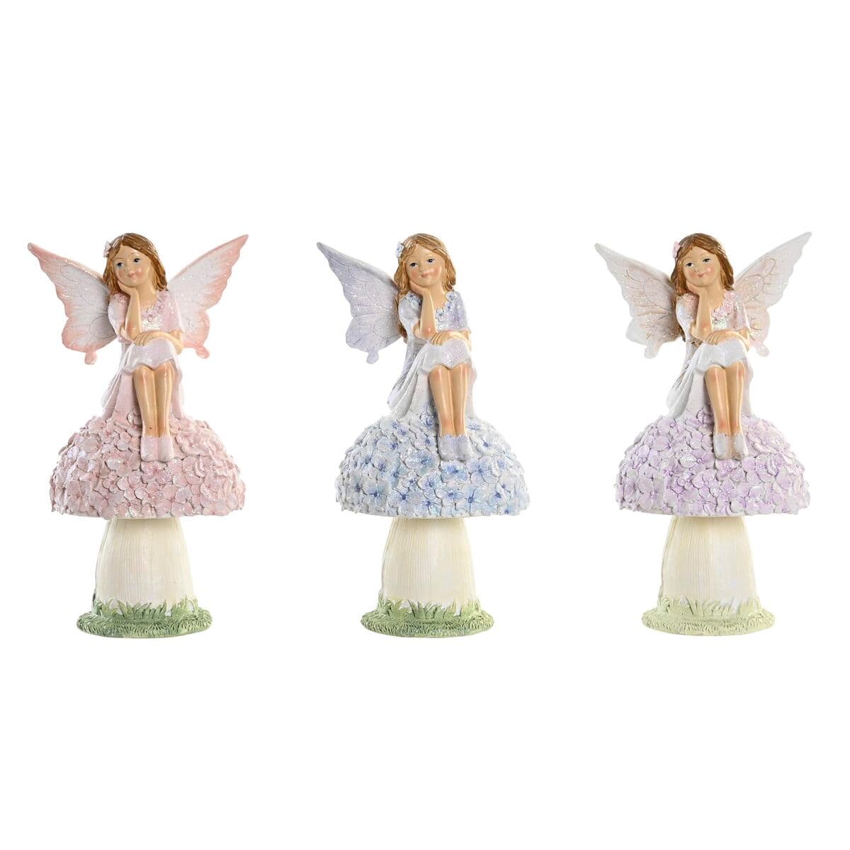 Statua Decorativa DKD Home Decor Azzurro Rosa Lilla Fata 9,5 x 8 x 17 cm (3 Pezzi)