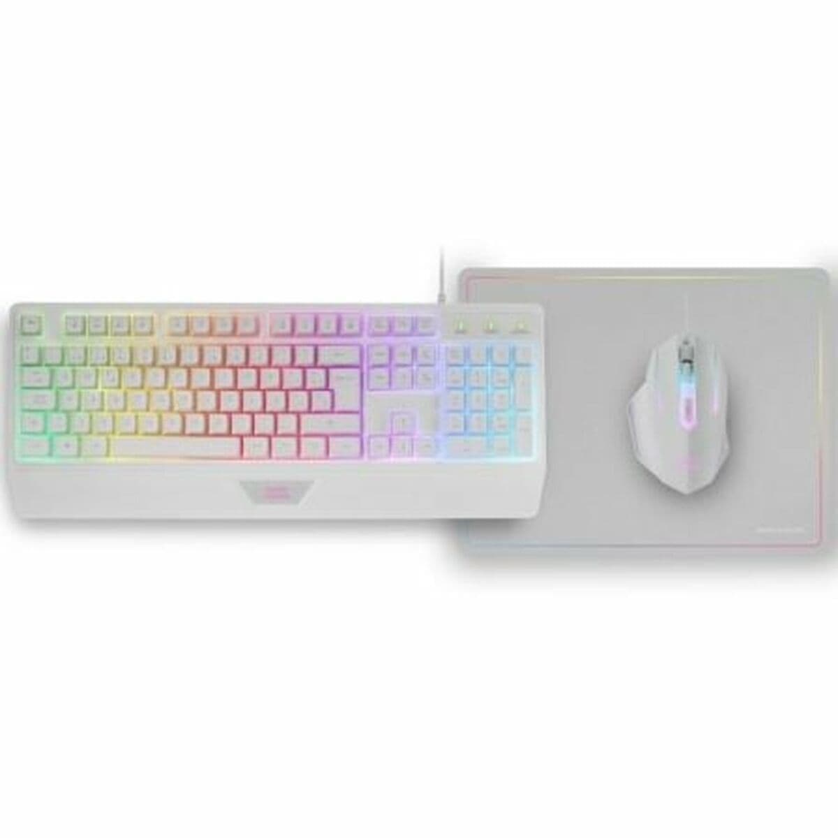Tastiera Mars Gaming MCP124WES Bianco Multicolore Qwerty in Spagnolo (3 Unità)