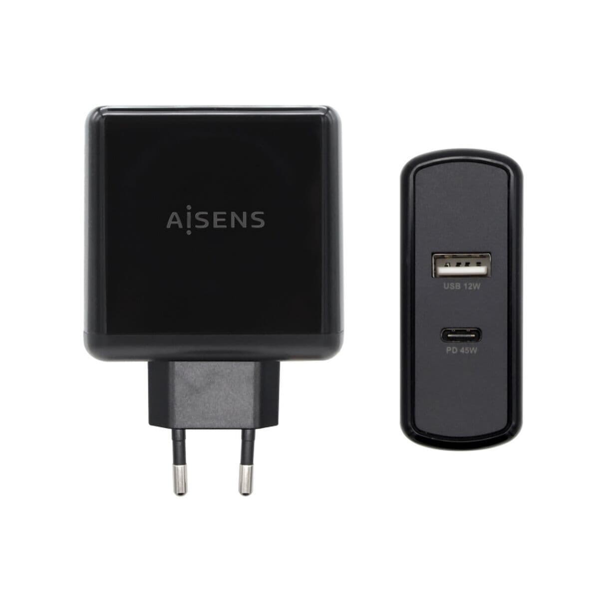 Caricabatterie USB da Parete Aisens ASCH-2PD45A-BK 57 W Nero