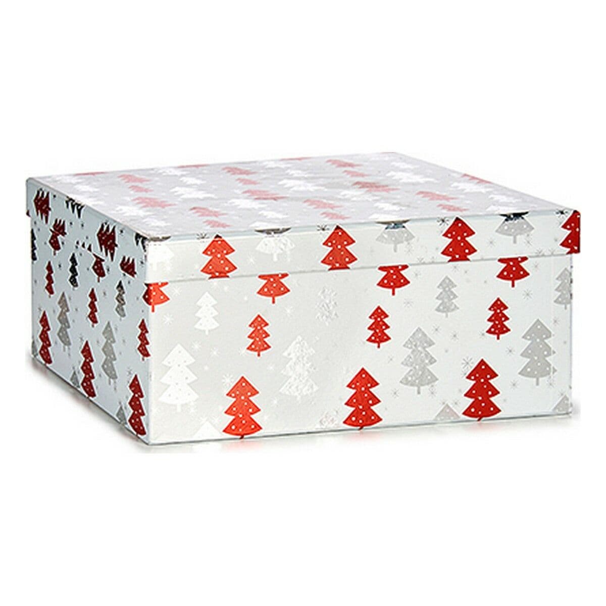 Pacco Regalo Krist+ Bianco Rosso Argentato Argento Natale Albero di Natale 28,5 x 17 x 37,5 cm