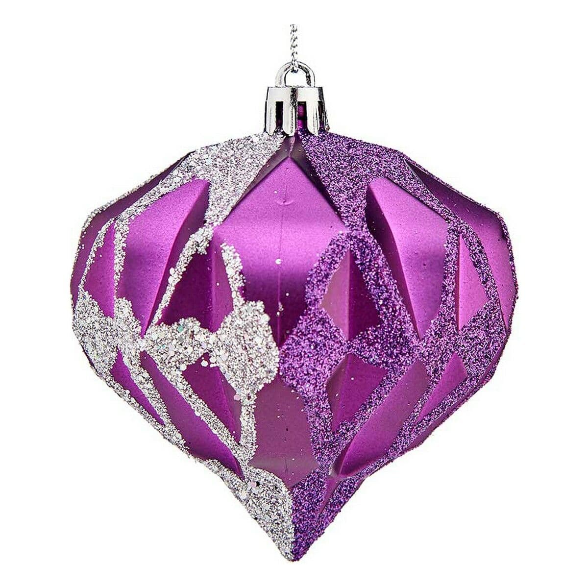 Palle di Natale Krist+ Viola Argentato Plastica Diamante Ø 8 cm 6 Unità