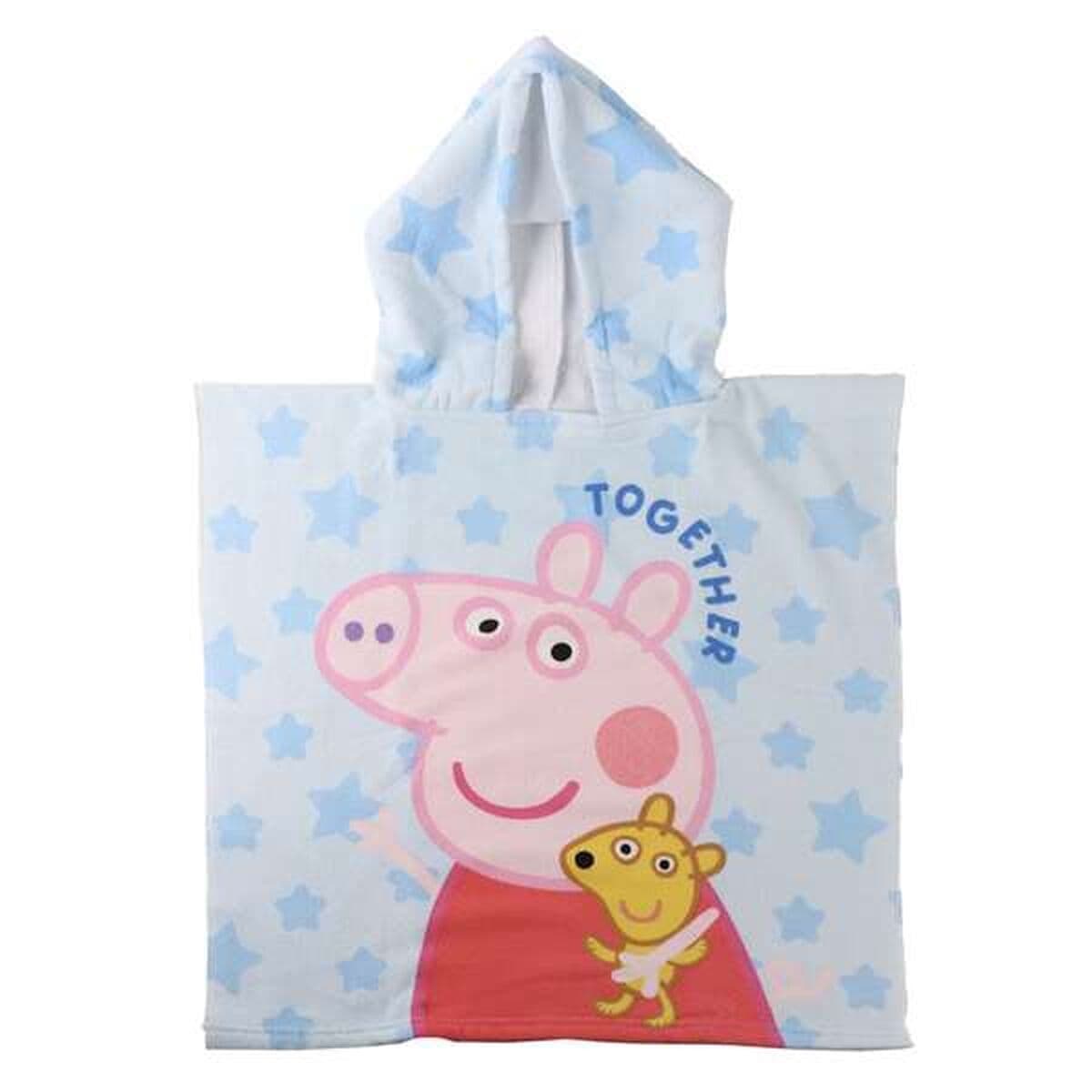 Poncho-Asciugamano con Cappuccio Peppa Pig Azzurro Chiaro 55 x 77 cm