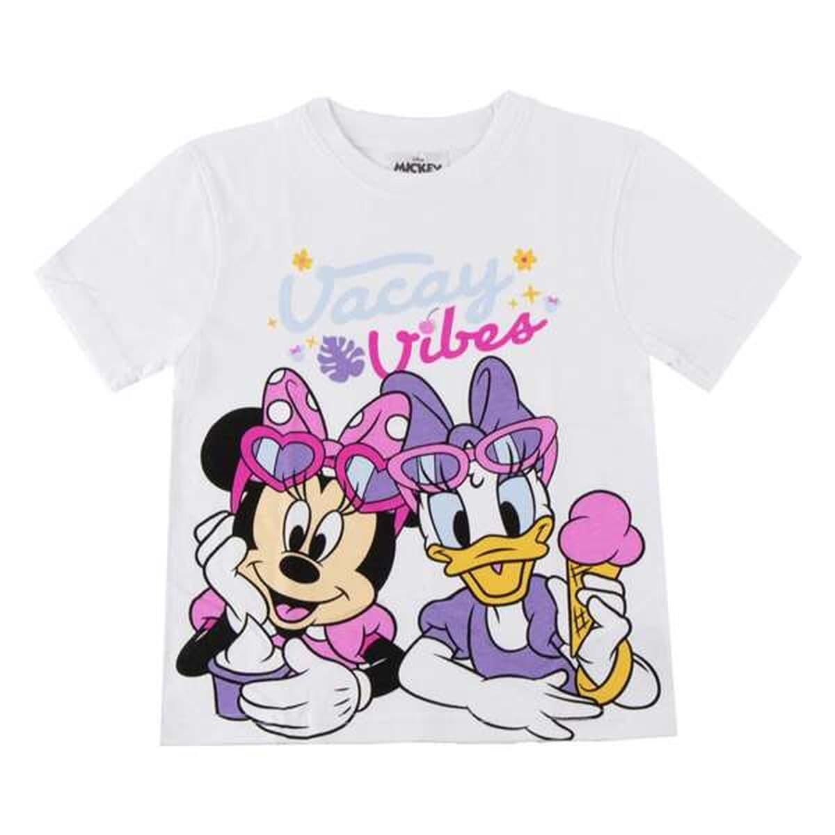 Maglia a Maniche Corte per Bambini Minnie Mouse Bianco