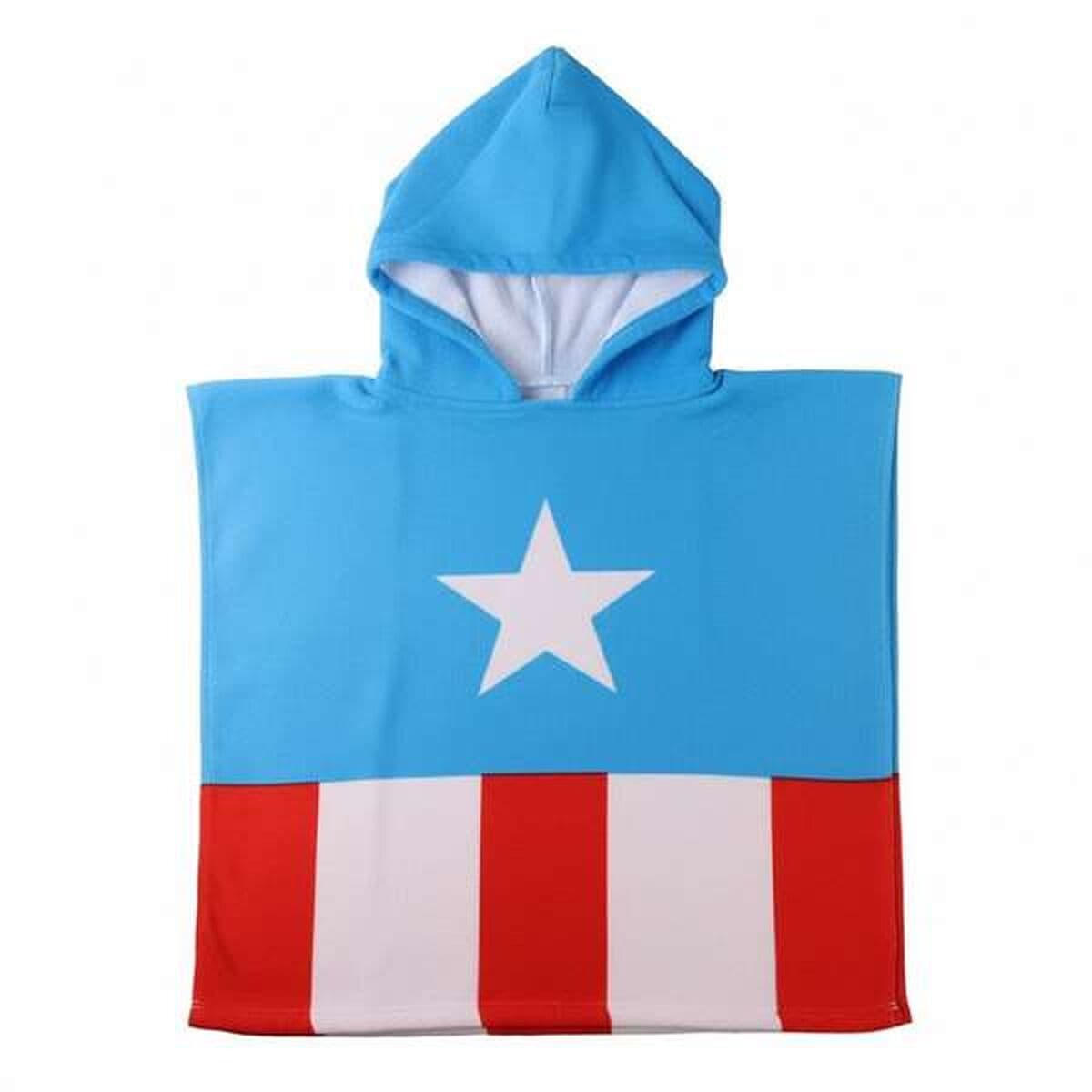 Poncho-Asciugamano con Cappuccio The Avengers Azzurro 55 x 77 cm