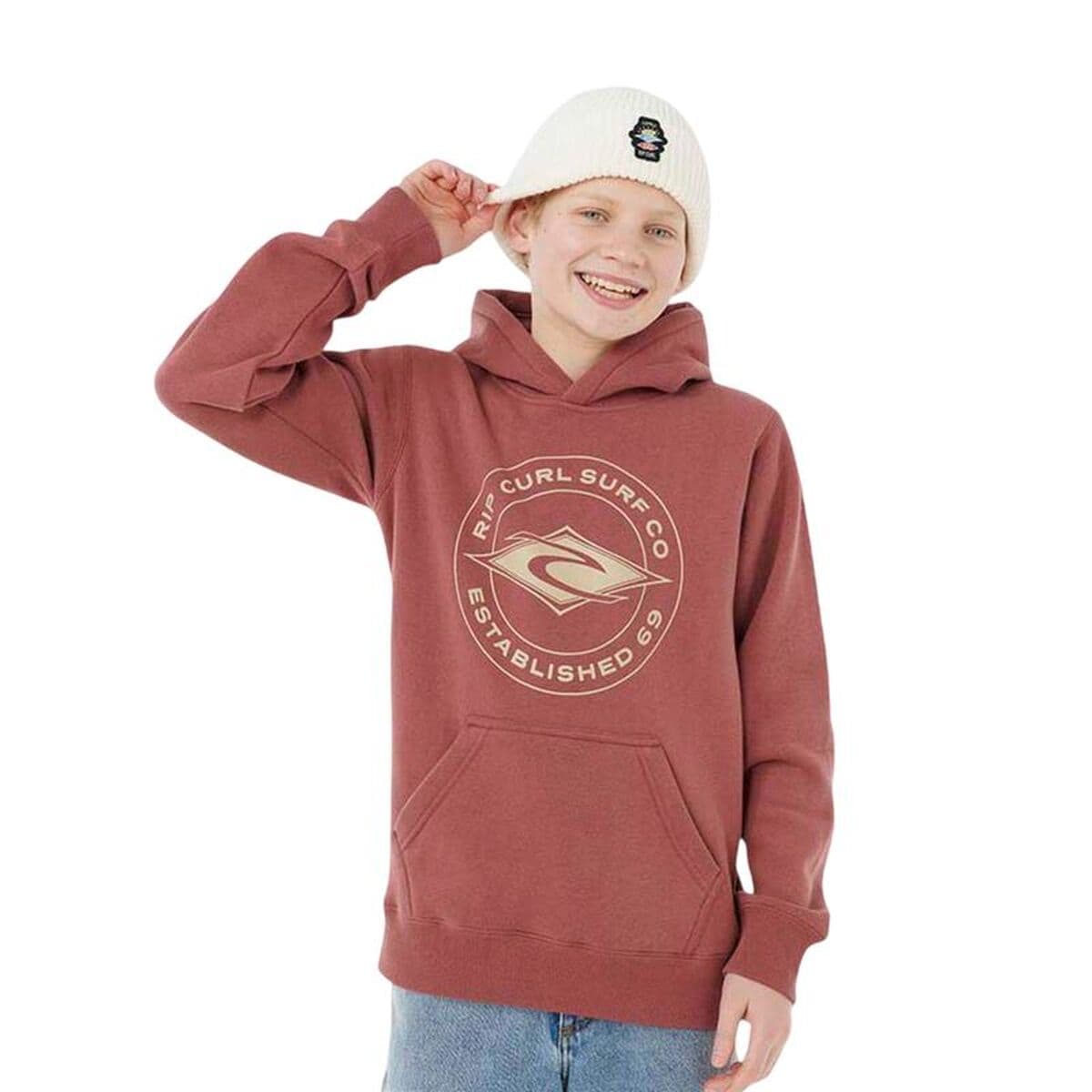 Felpa con Cappuccio Bambino Rip Curl Stapler Hood Rosso Granato