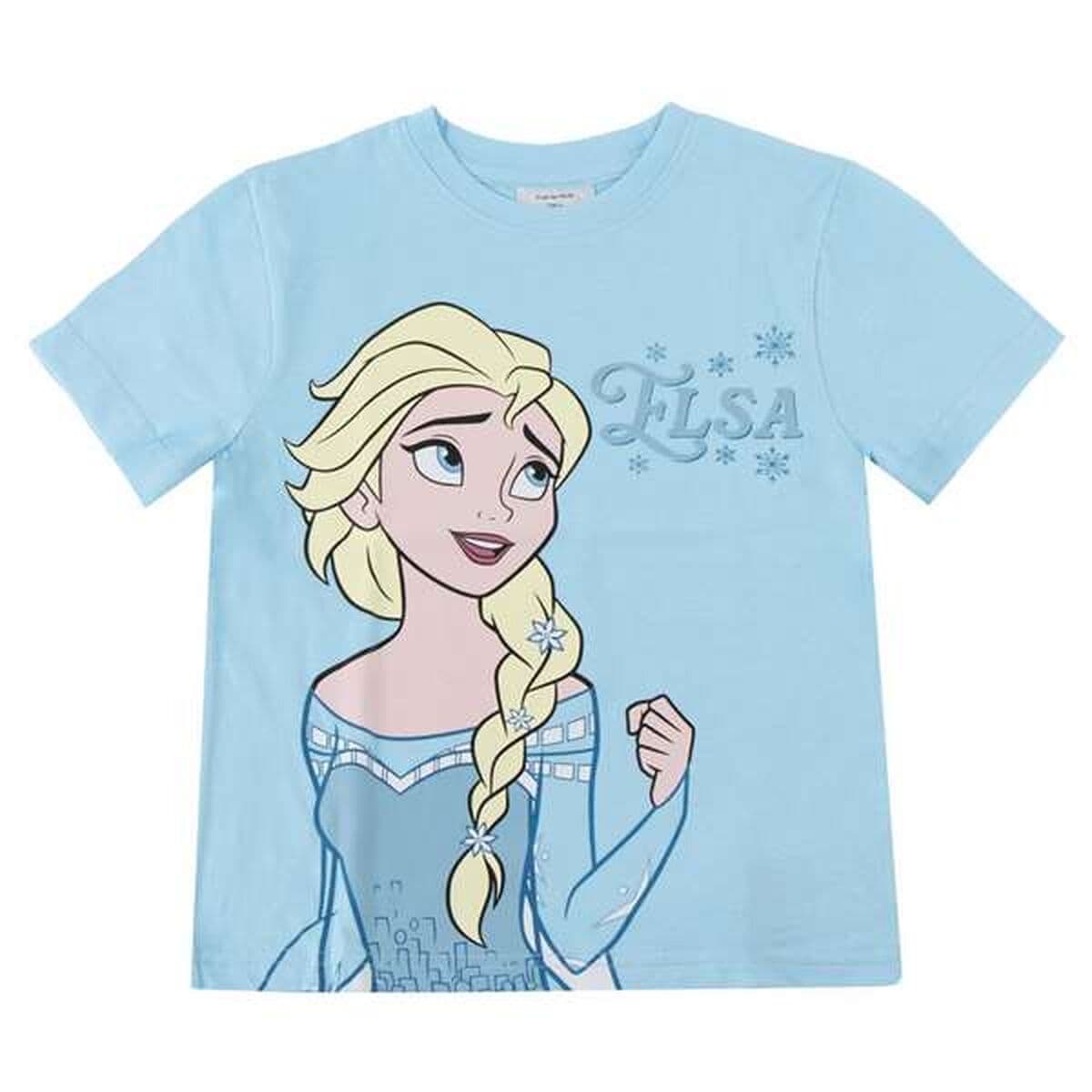 Maglia a Maniche Corte per Bambini Frozen Azzurro Chiaro