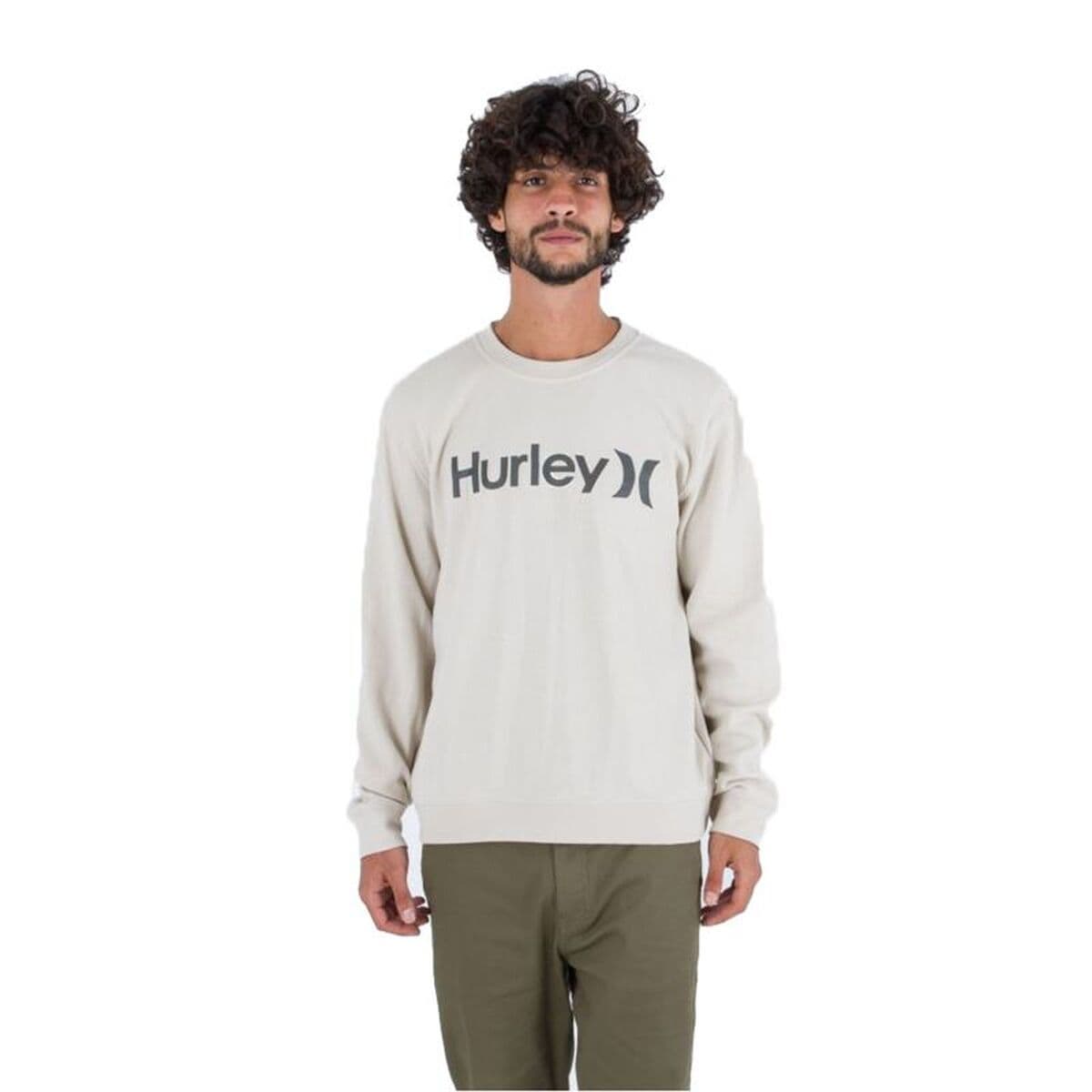 Felpa senza Cappuccio Uomo Hurley OO Solid Summer Bianco Naturale
