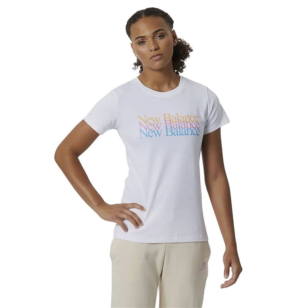 Maglia a Maniche Corte Donna New Balance Essentials Celebrate W Bianco
