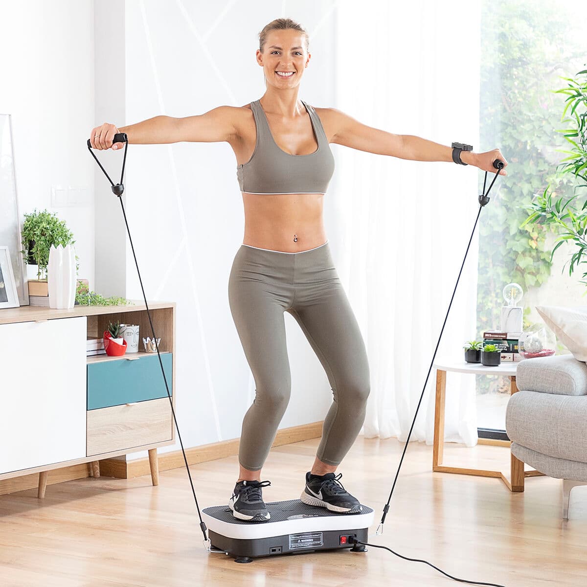 Vibration Training Plate with Accessories and Exercise Guide