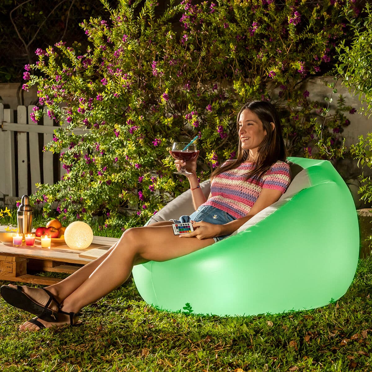 Poltrona Gonfiabile con LED Multicolor e Telecomando Chight