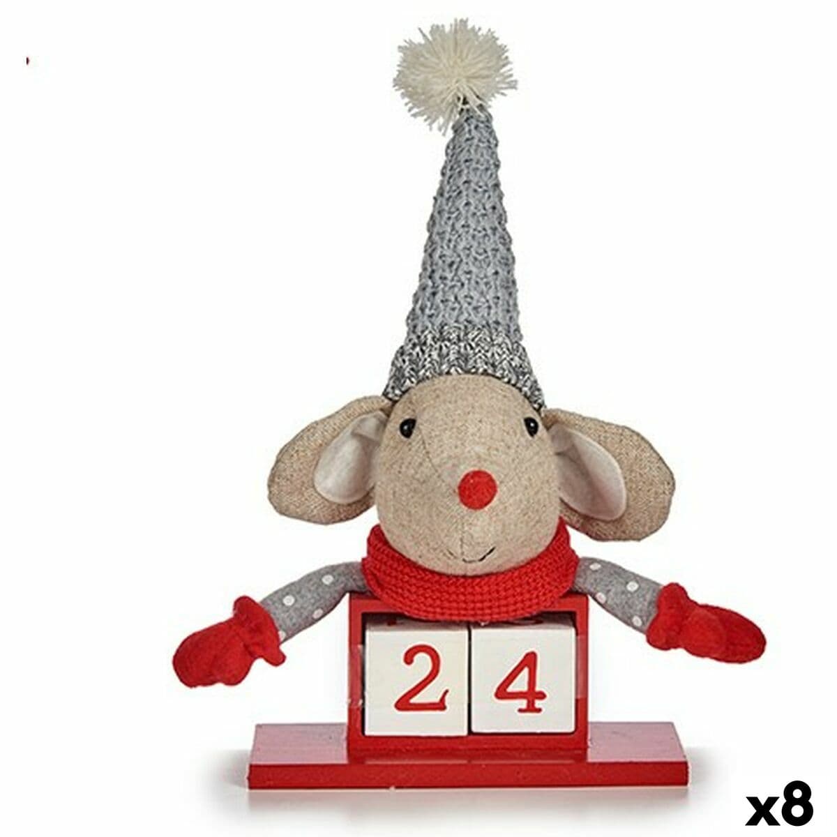 Palla di Natale Krist+ Bianco Rosso Grigio Topo 20 x 11 x 20