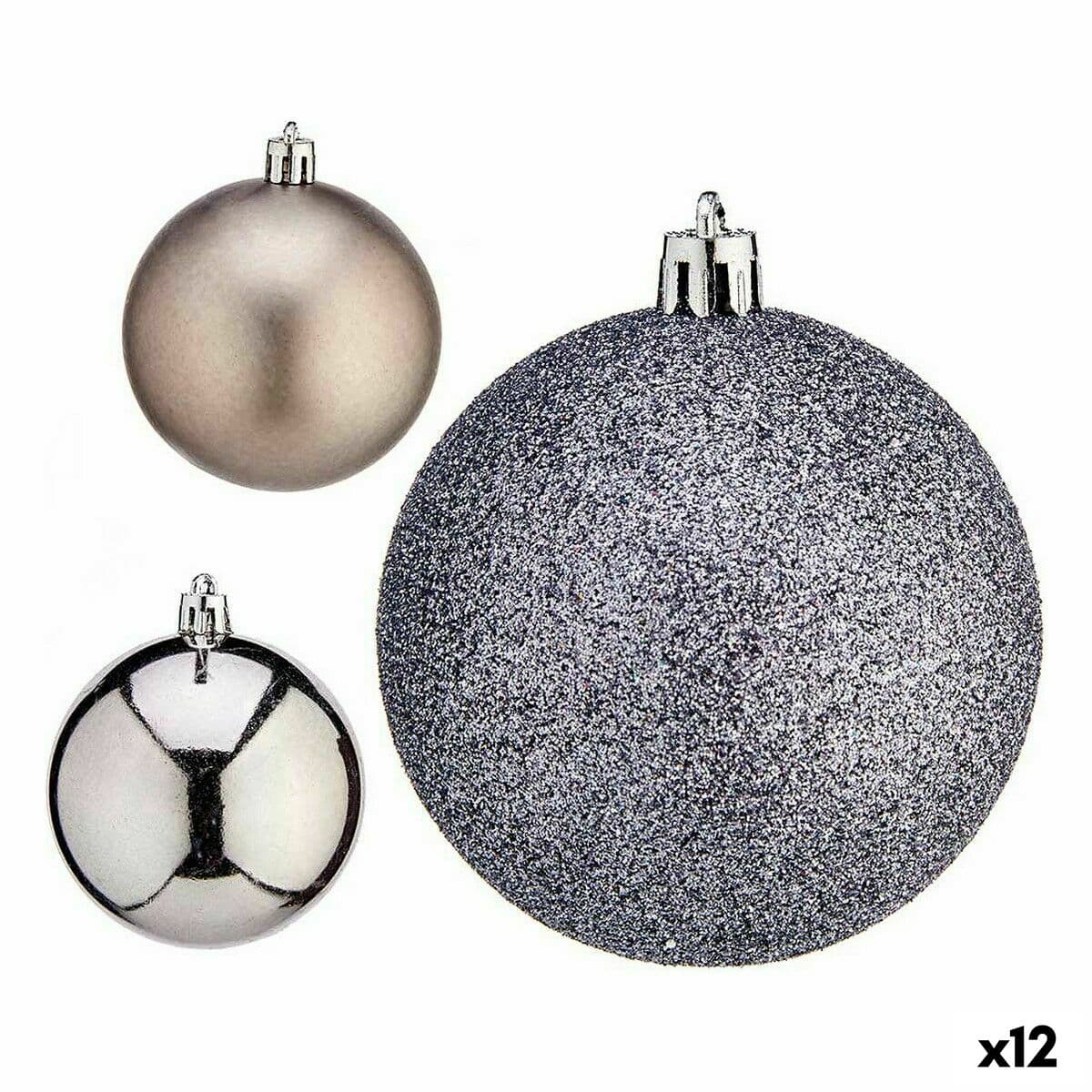 Set palline di Natale Krist+ argento plastica Ø 7 cm