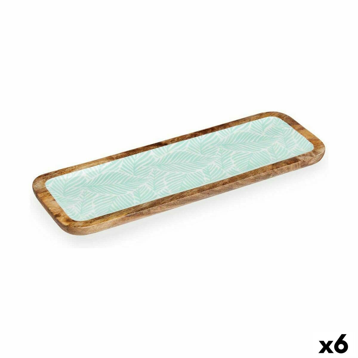 Centerpiece Gift Decor White Brown Green Polyester Resin Mango wood 45 x 15 cm 15,2 x 2,54 x 45,7 cm Leaf of a plant (6 Units)