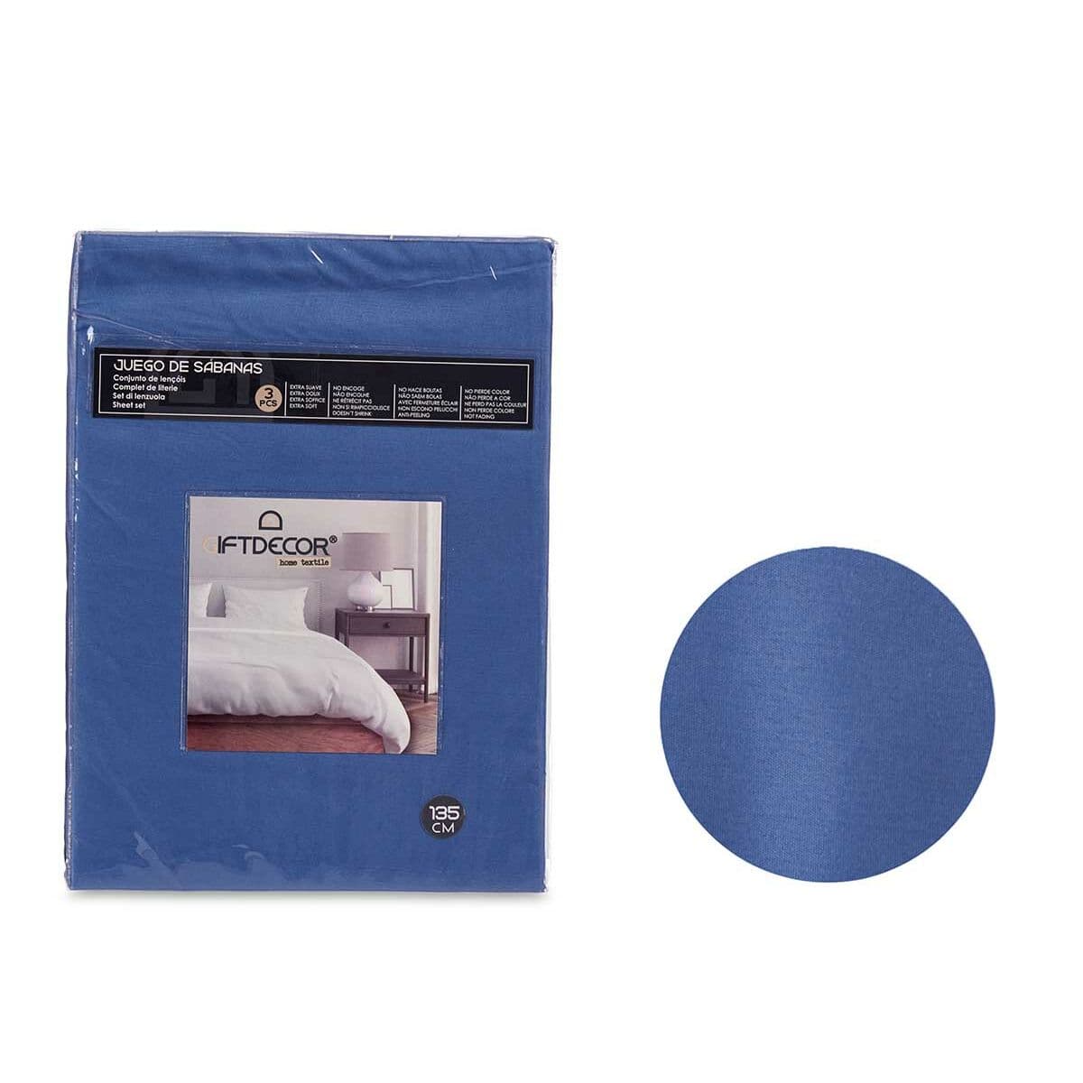 Set lenzuola matrimoniale Gift Decor blu 3 pezzi