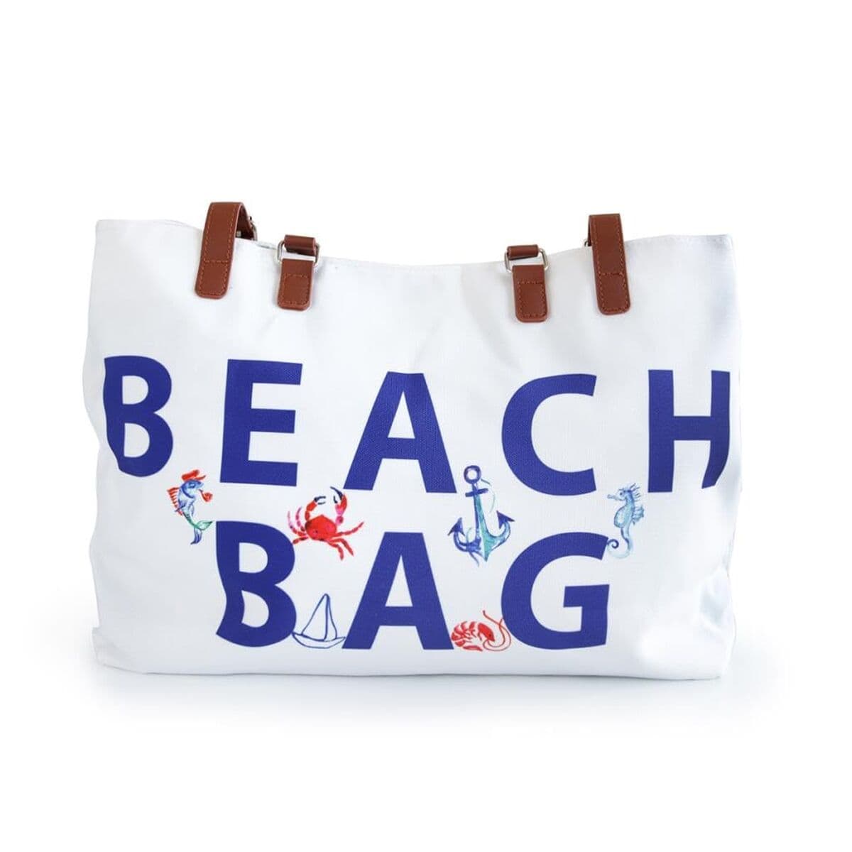 Anemoss Borsa da spiaggia Beach blu e bianca 50x28 cm PVC po