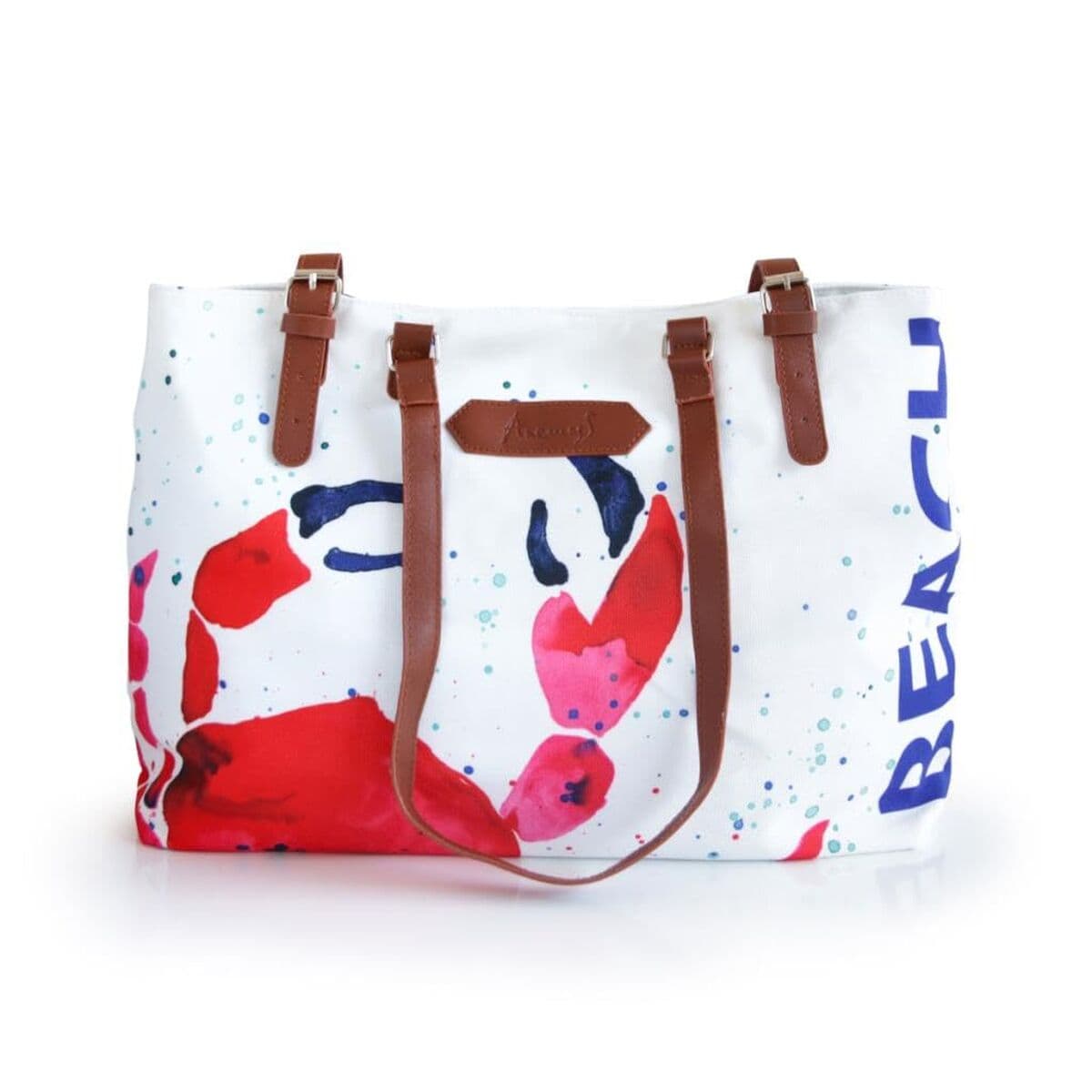 Anemoss Borsa da spiaggia Crab poliestere bianco rosso 50x28