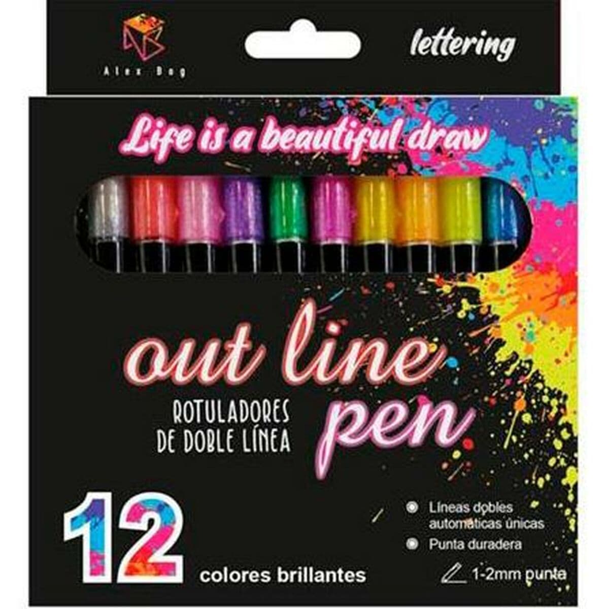 Set di Pennarelli Alex Bog Outliner Multicolore 12 Pezzi Tor
