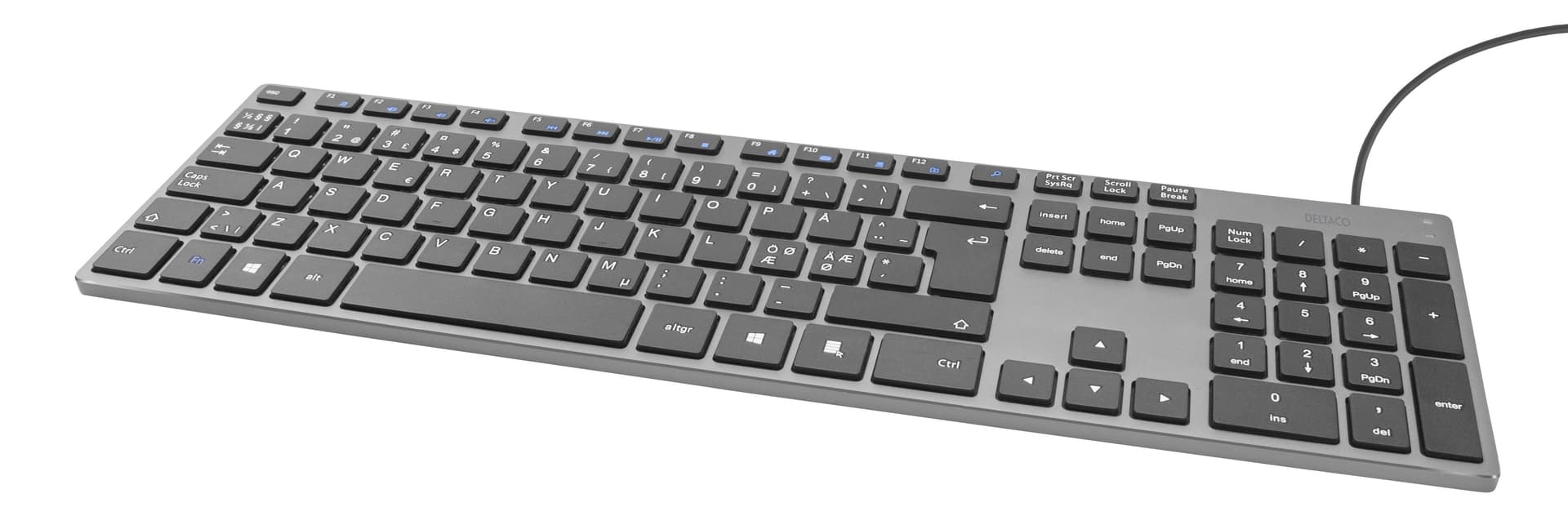 Deltaco TB-801 Tastiera USB QWERTY Grigio