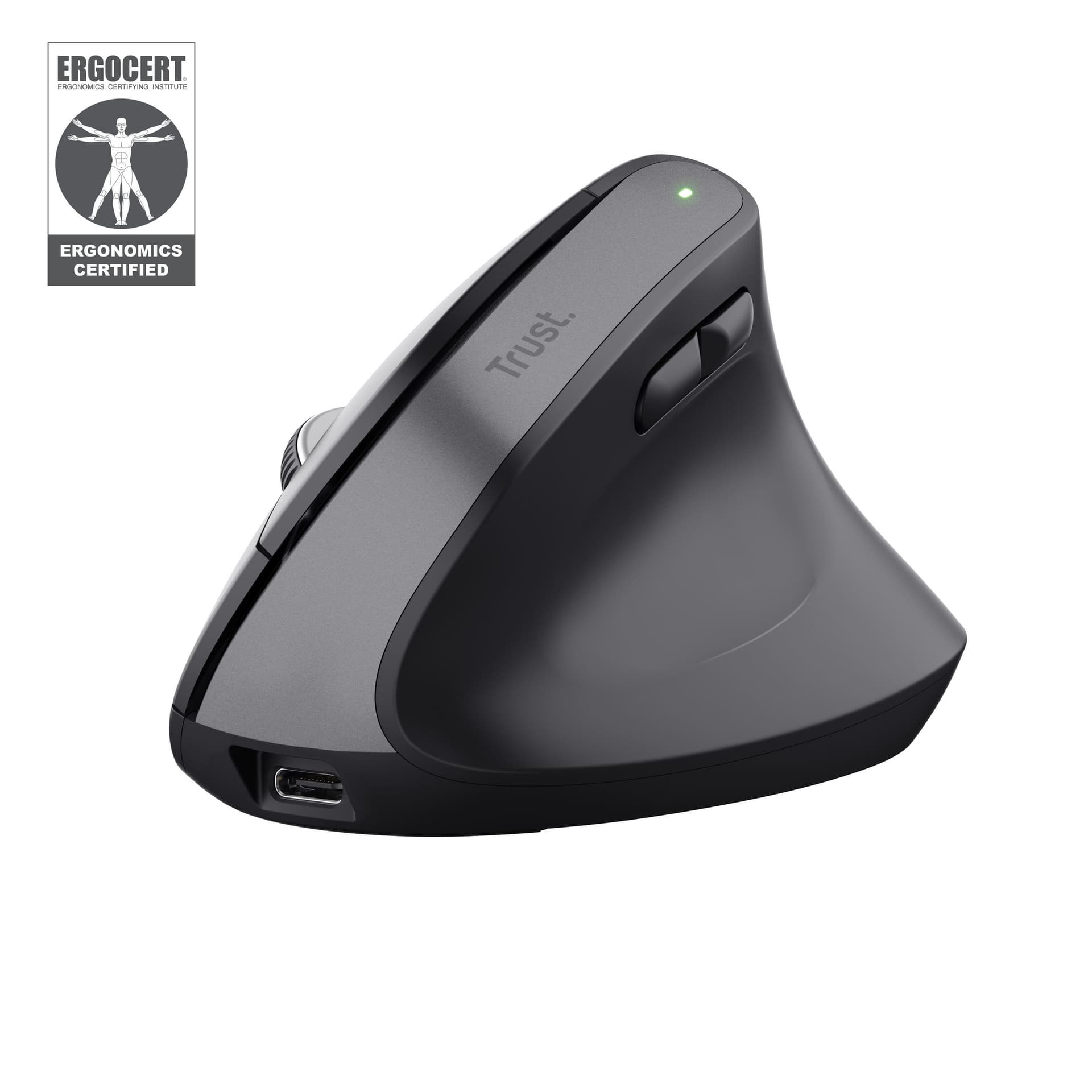 Trust Bayo+ mouse Ufficio Mano destra RF senza fili + Bluetooth Ottico 2400 DPI (BAYO+ ERGONOMIC WIRELESS MOUSE BLK 25146)