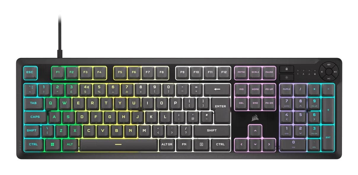 Corsair K55 CORE RGB tastiera Gaming USB QWERTY Inglese US Nero (CORSAIR K55 CORE RGB GAMING KB GREY) - Versione UK