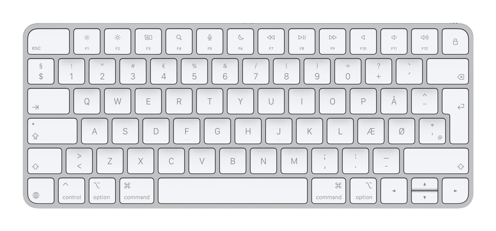 Apple Magic tastiera Universale USB + Bluetooth QZERTY Danese Bianco (Apple Magic Keyboard - Keyboard - USB-C - wireless - Bluetooth - QWERTY - Danish) - Versione UK